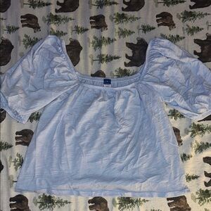 Women's Light Blue Puff Sleeve Top